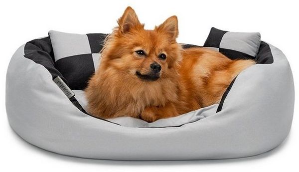 lionto Tierkissen 4-in-1 Hundebett, Hundekissen, Hundekörbchen mit Wendekissen, Größe, mit Wendekissen, grau/schwarz, 65 cm x 50 cm