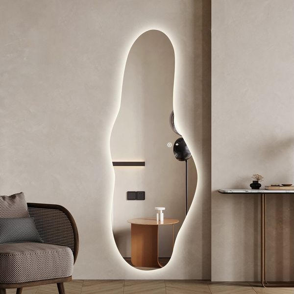 WDWRITTI Ganzkörperspiegel Led 165x60 165x50 150x50 140x40cm Spiegel Wandspiegel mit Beleuchtung (Flurspiegel Rund Bogen modern, für Schlafzimmer, Wohnzimmer, Flur, Garderobe, Hotel), 3Lichtfarben, Dimmbar, Speicherfunktion
