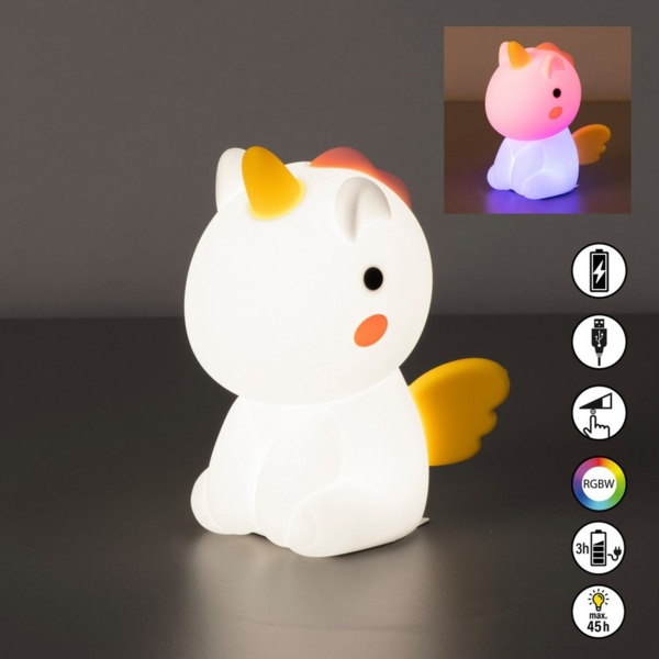 easy! BY FHL LED Tischleuchte Emily - Children Nachtleuchte, Dimmfunktion, Farbwechsel, USB-Ladefunktion, LED fest integriert, Warmweiß, lange Leuchtdauer