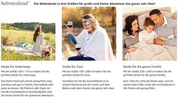 Wohndecke Premium Super Soft Flanell Kuscheldecke Sofadecke, heimtexland, super weich und flauschig, Allergiker geeignet, atmungsaktiv Bild 3