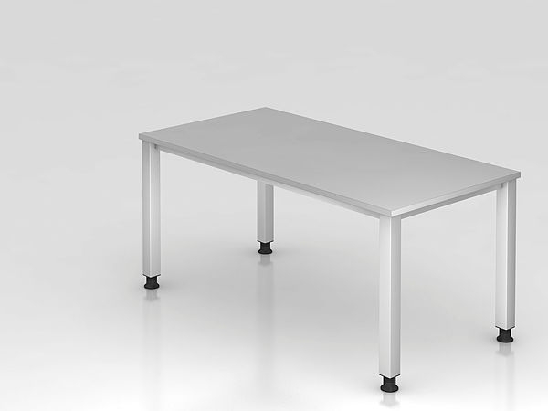 Schreibtisch QS16 4Fuß eckig 160x80cm Grau Gestellfarbe: Silber