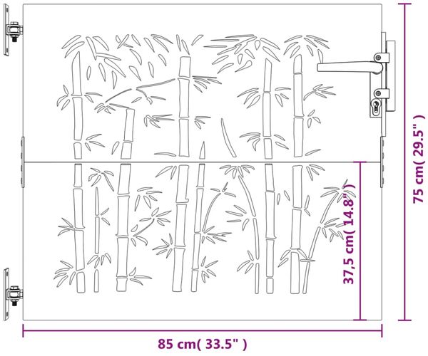 vidaXL Gartentor 85x75 cm Cortenstahl Bambus-Design 153232 Bild 10