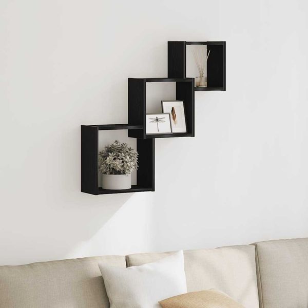 vidaXL Würfelregale Schwarz Eichen-Optik 68x15x68 cm Holzwerkstoff 862410