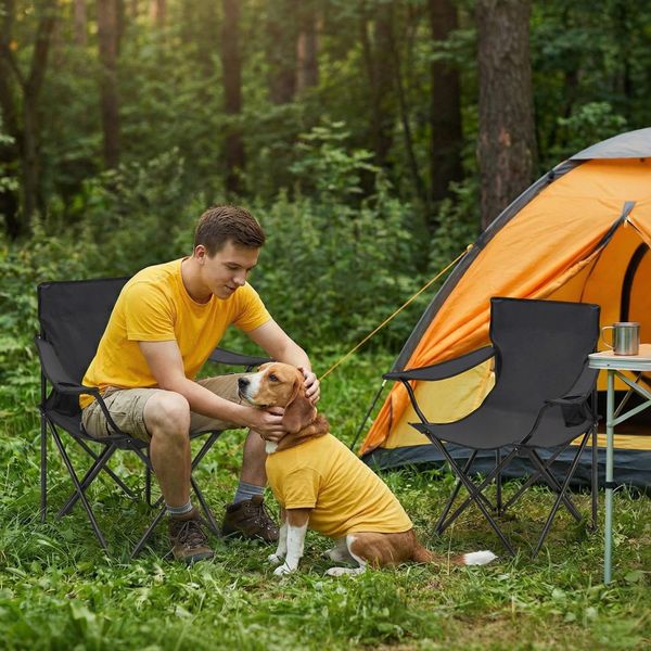 Sunula 2er Set Campingstuhl Faltbar Anglerstuhl Ultraleicht Faltstuhl mit Armlehnen, mit Getränkehalter, mit Tragetasche, bis max. 100 kg, Anthrazit