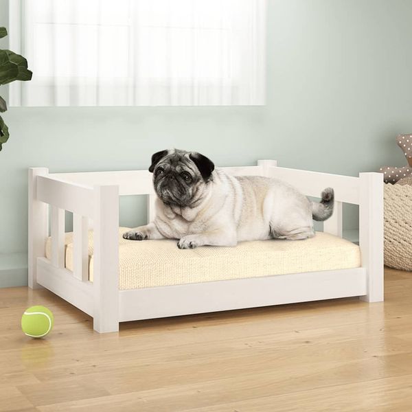 vidaXL Hundebett Weiß 65,5x50,5x28 cm Massivholz Kiefer 820188