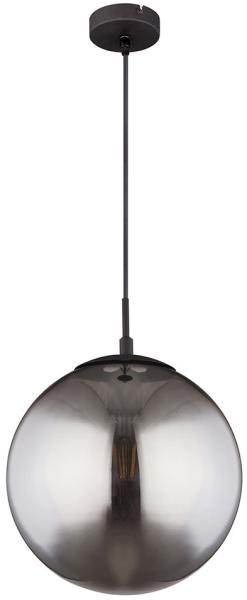 Hängelampe, Glas, Rauch, schwarz-matt, 30 cm
