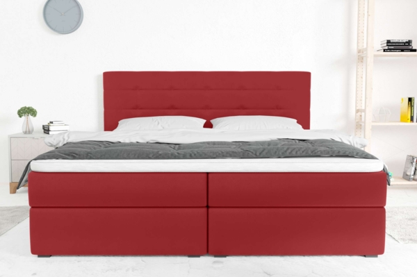 99rooms Bonvito Boxspringbett Rot Kunstleder MADRYT Taschen-Federung 180x200 cm Bild 2
