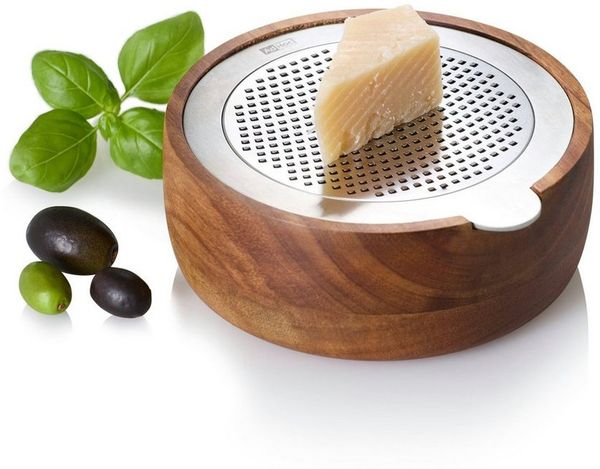 AdHoc Käsereibe Tisch Feinreibe CutnServe, Akazienholz, Edelstahl, (1-St), für Hartkäse, Gewürze, Nüsse, Schokolade und vieles mehr