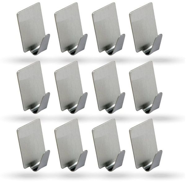 Bestlivings Wandhaken 76409 Selbstklebehaken, Badezimmer, Türen, Duschen, ebene Flächen, glatte Flächen, (Oval, 12-St, 1,8cm x 2,7cm), Silber aus Edelstahl, Rostfrei Aufhänger Bilderhaken ohne Bohren