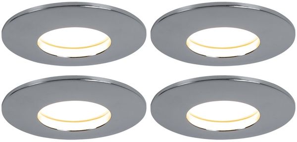 4er Set LED Einbauleuchte, rund, chrom, 8,3 cm