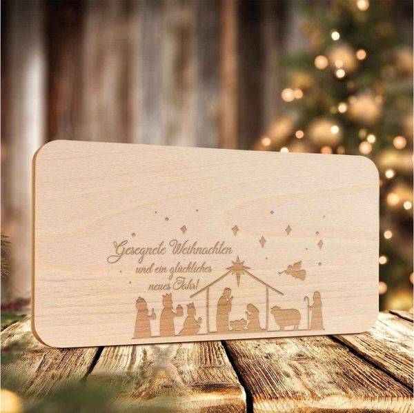 GRAVURZEILE Schneidebrett Frühstücksbrettchen aus Holz mit Gravur - Gesegnete Weihnachten, Weihnachtsdeko - Geschenke für Kinder Jungen und Mädchen, Zu Weihnachten als Geschenk zum Wichteln und Nikolaus