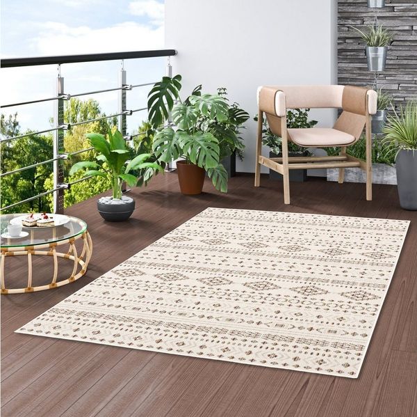 Pergamon Outdoorteppich In & Outdoor Teppich Flachgewebe Campus Ethno, Rechteckig, Höhe: 4 mm