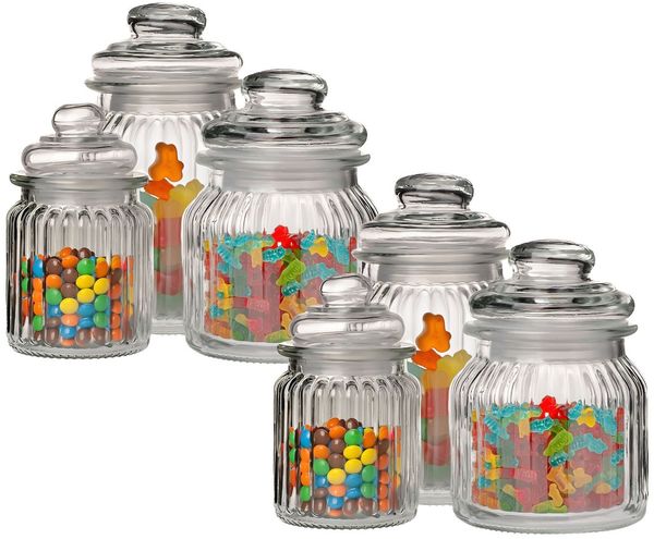 Annastore Vorratsglas Vorratsglas mit Glasdeckel Bonbonglas Bonboniere Vorratsbehälter, Aufbewahrungsgläser, Vorratsglas mit Deckel