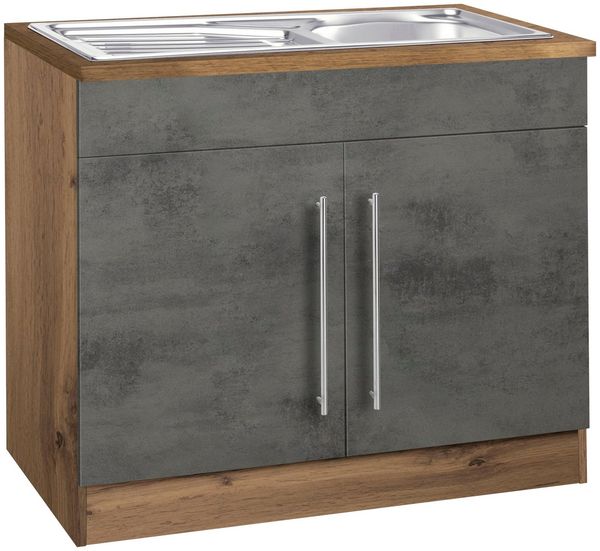 KOCHSTATION Spülenschrank KS-Samos 100 cm breit, inkl. Einbauspüle