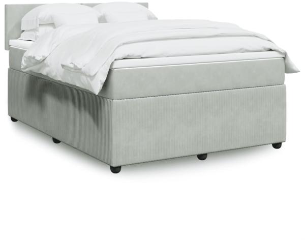 vidaXL Boxspringbett mit Matratze Hellgrau 160x200 cm Samt 3290076