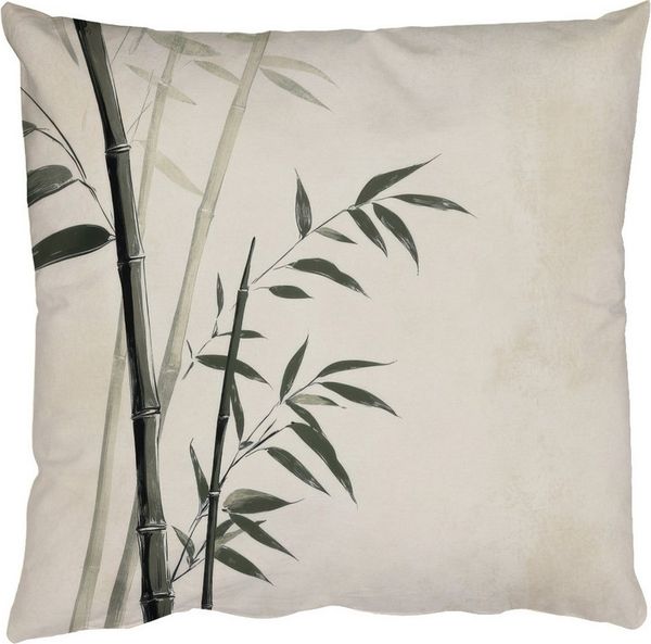 MuchoWow Dekokissen Japandi - Bambus - Beige, Zierkissen mit Füllung für Wohnzimmer, Sofakissen, 40x40 cm