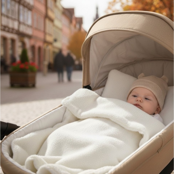 Babydecke BOUCLÉ 60x75 cm Winter Babydecke für Kinderwagen & Bett Weich, Warm DB, BabyLux, DB_60x75_Ecru