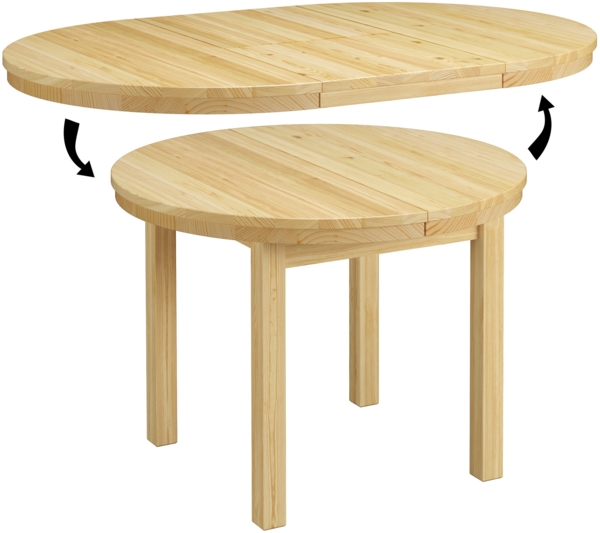 Runder Tisch Küchentisch Esstisch ausziehbar 103x103x75 Kiefer massiv 90.70-41