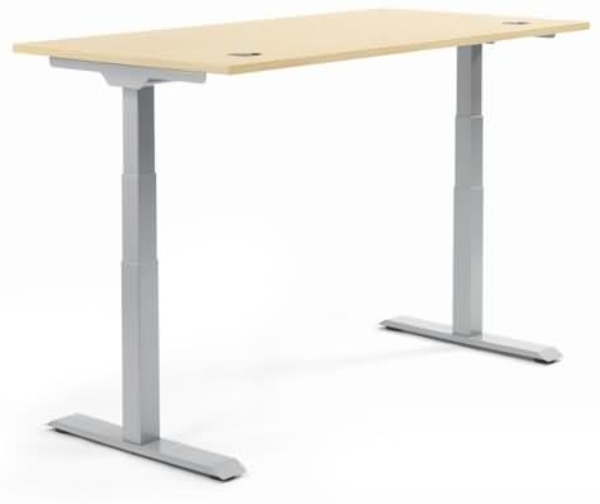 Soennecken Schreibtisch 1800x605-1255x800mm Platte Ahorn Gestell silbe