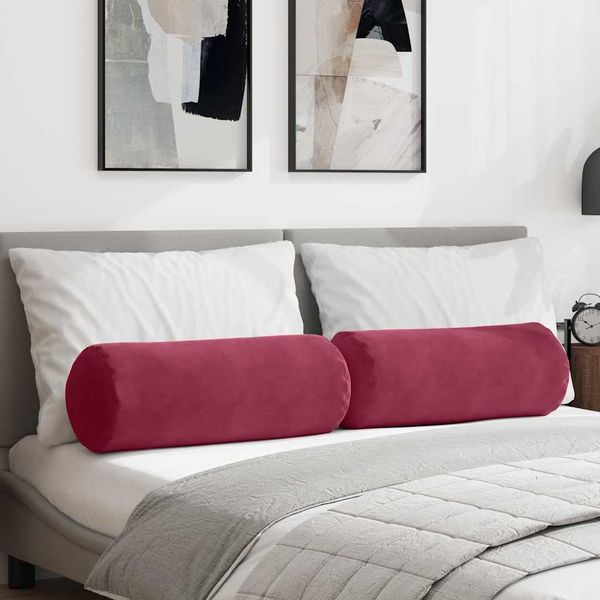 vidaXL Bolsterkissen 2 Stück Weinrot Ø 25 x 70 cm Cordstoff 42014333