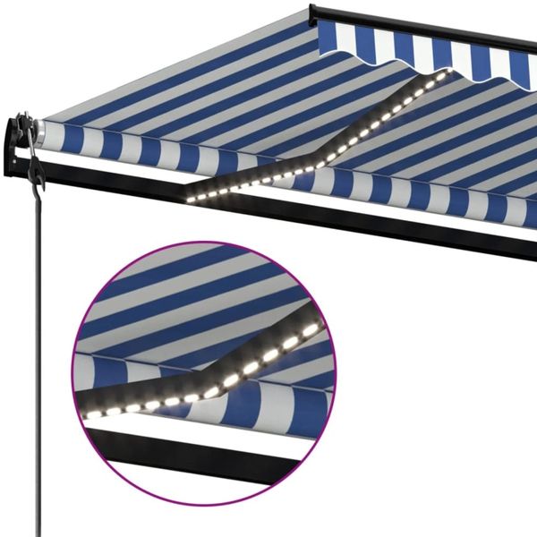 vidaXL Automatische Markise mit LED & Windsensor 400x350 Blau und Weiß 3069191 Bild 5