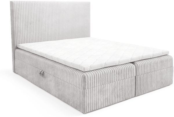 MEBLINI Boxspringbett TYLA 120x200 cm mit Bettkasten – H4/Hellgrau Plüsch Polsterbett - Doppelbett mit Topper & Taschenfederkern-Matratze Bild 2