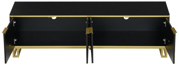 MODFU TV-Schrank Klassische Kommode in der Farbkombination Schwarz-Gold/Weiß (Packung, 1-St, 160x37,5x48 cm, mit geometrisch geprägten Türen vor 2 Fächern) Stilvolle und übersichtliche Aufbewahrungslösung