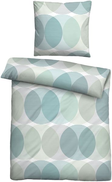 biberna Tencel Bettwäsche 0474493 KREISE, aqua, 1x 135x200 cm + 1x 80x80 cm
