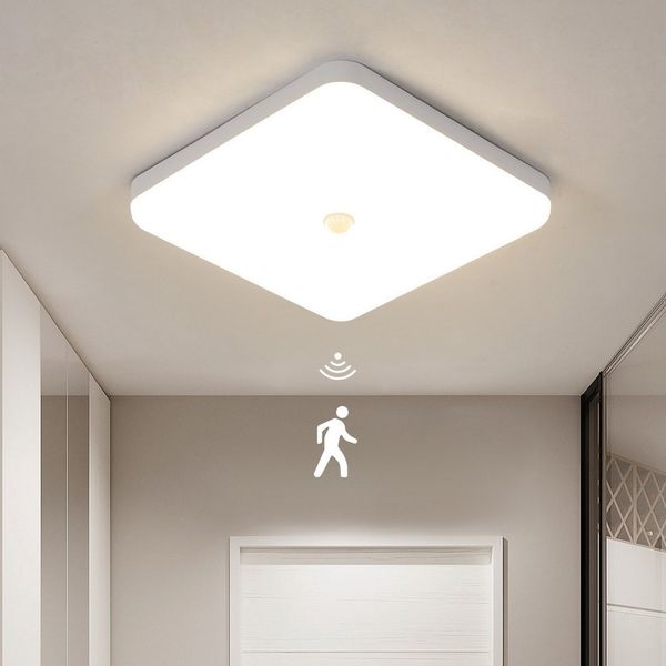 Riserva Deckenleuchten LED Deckenleuchte 36W 4000K, Deckenlampe 25x25cm mit Bewegungsmelder