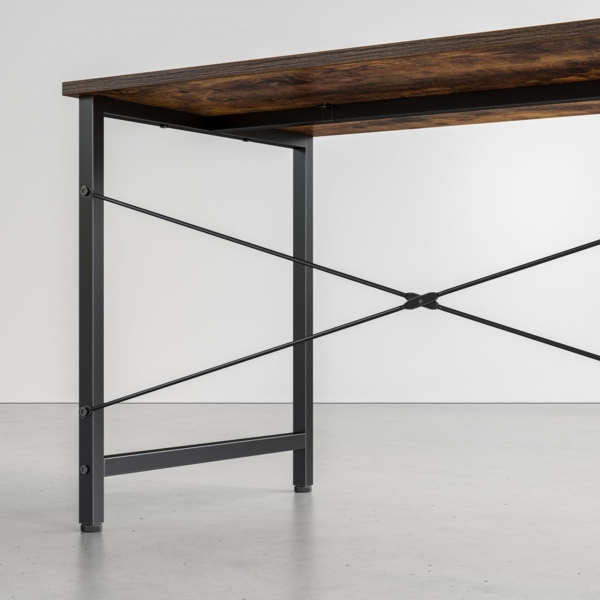 Kleiner Schreibtisch 100x48x75 cm Industrie-Design Metallgestell Vintagebraun Bild 6