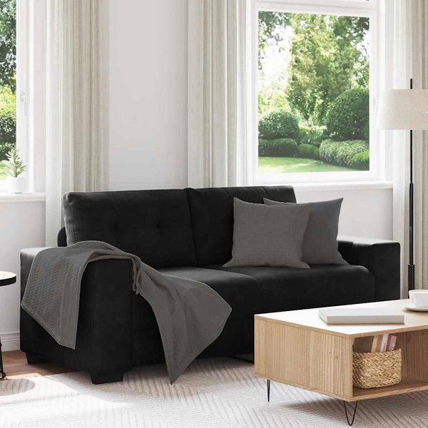 vidaXL Zweisitzer-Sofa Schwarz 180x77x82 cm Samt 4105127