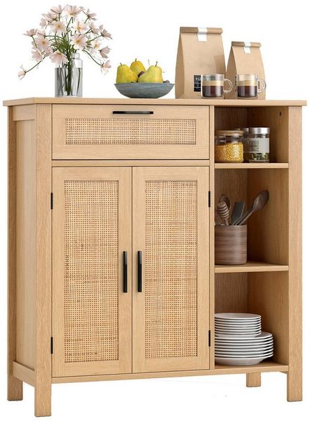 COSTWAY Sideboard, Küchenbuffet mit Schubladen & Fächern 75x30x80cm