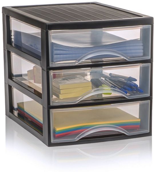 Hausfelder Schubladenbox Schubladenschrank A4 mit 3 Schubladen, Schreibtisch Ordnungssystem, (1-St, A4 mit 3 Schubladen), leicht zu reinigen, BPA-freier Kunststoff, verschiedene Größen