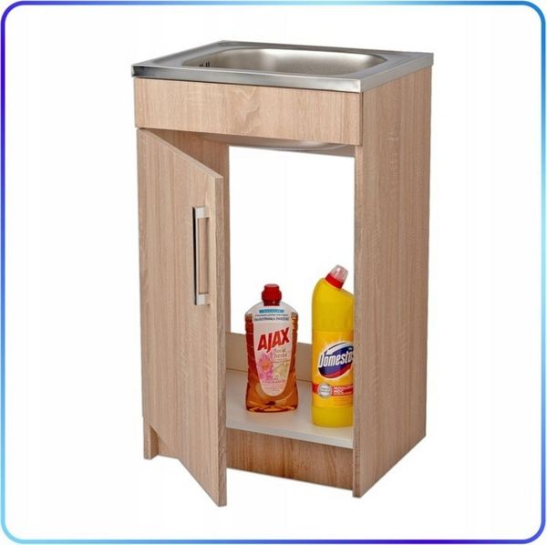 STAMAR Spülenschrank Küchenschrank 50cm Sonoma Spüle Edelstahl Siphon ohne Armatur Set (Spüle) Standschrank 40cm Geschirrspüler Unterschrank Spülenschrank Modern