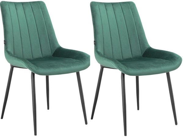 loft24 Esszimmerstuhl Merida (Set, 2 St), Stuhl Set, Polsterstuhl, Samtoptik, modern, Metallbeine