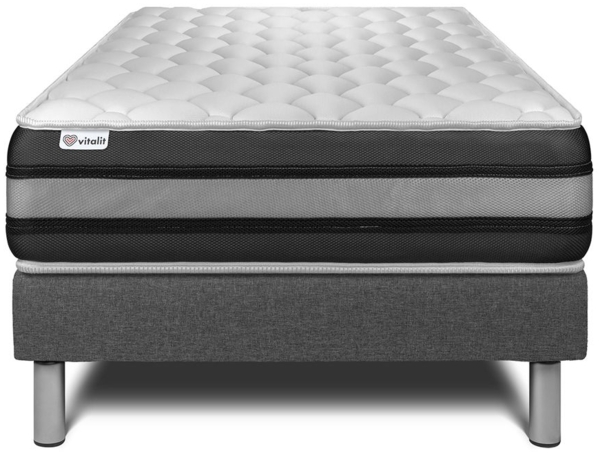 Matratzenset VITAL SPRING ZEN 90 x 190 cm Bettrahmen Kit grau