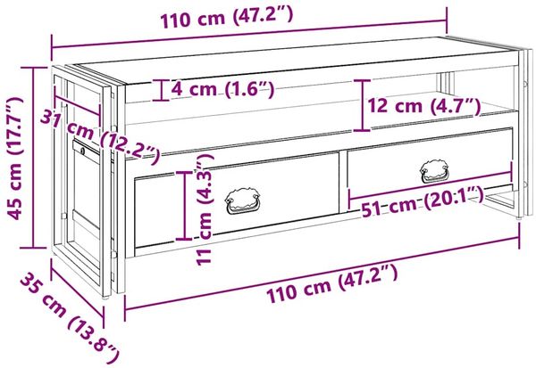 vidaXL TV-Schrank 120x35x45 cm Massivholz Akazie 247403 Bild 11