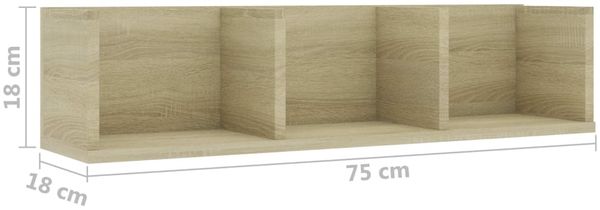vidaXL CD-Wandregal Sonoma-Eiche 75x18x18 cm Holzwerkstoff 801313 Bild 6