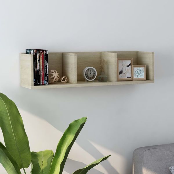 vidaXL CD-Wandregal Sonoma-Eiche 75x18x18 cm Holzwerkstoff 801313