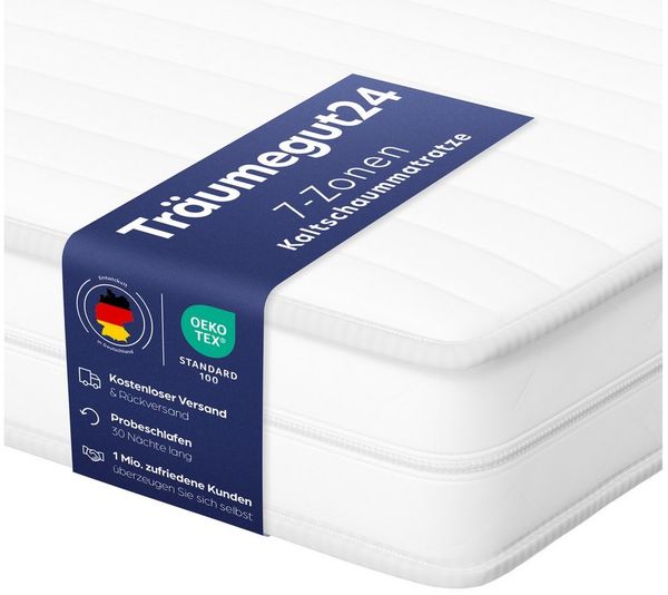 Kaltschaummatratze AquaFlex - 7-Zonen Wendematratze mit zwei Liegeseiten H3&H4, Träumegut24, verschiedene Größen, Höhen und Härtegrade