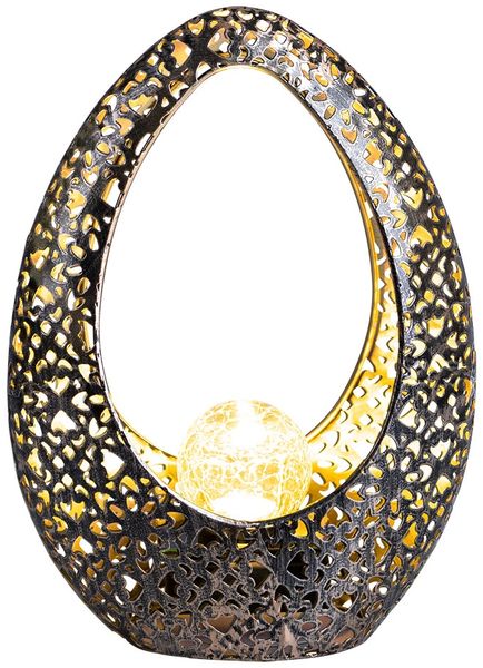 LED Solarleuchte, bronze gold, oval, H 27,5 cm
