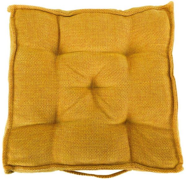 Marabellas Shop Sitzkissen Polsterung für Stühle 40 x 40 cm Chenille Boxsitzkissen mit Schlaufe, mit 5-Punkt-Steppmuster