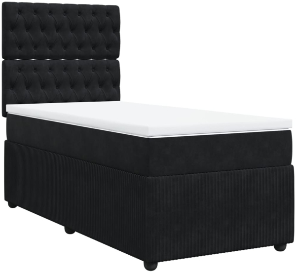 vidaXL Boxspringbett mit Matratze Schwarz 80x200 cm Samt 3292198