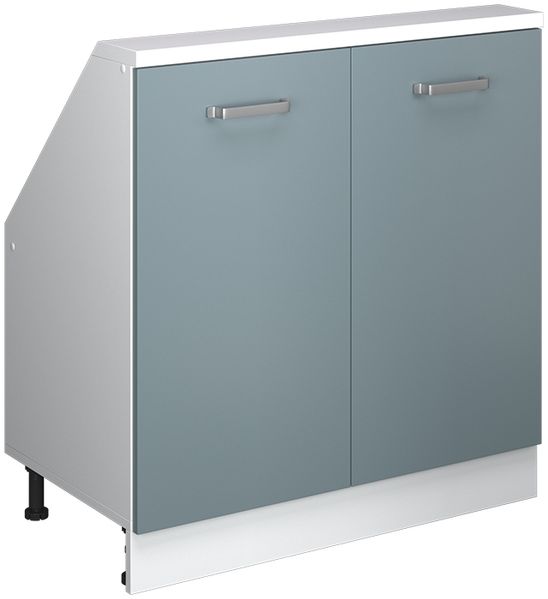 Küchenschrank für Dachschrägen R-Line Blau-Grau 80 cm mit 2 Türen Vicco