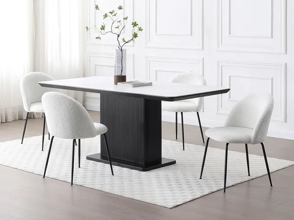 Vente-unique - MELBOURNE Stuhl Stoff Weiß - B 55 cm x H 77 cm x L 50 cm