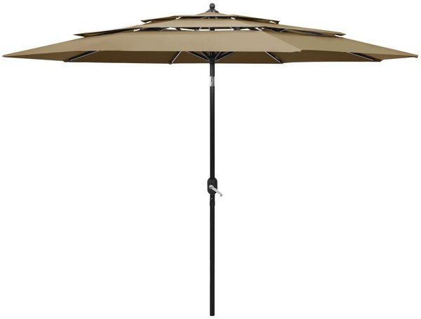 vidaXL Sonnenschirm mit Aluminium-Mast 3-lagig Taupe 3 m 313871