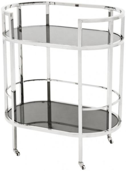 Casa Padrino Luxus Bar Trolley Servierwagen aus Edelstahl und Glas 70x43 x H. 81 cm - Luxus Hotel & Restaurant Einrichtung Möbel