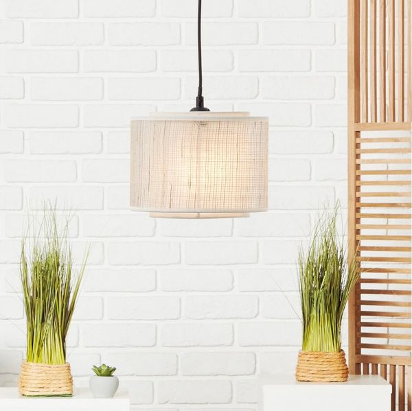 Lightbox Pendelleuchte, ohne Leuchtmittel, Hängelampe, Ø 22 cm, E27, max. 42 W, kürzbar, Metall/Textil/Papier