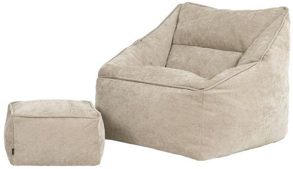 icon Sitzsack chenille premium Sessel „Natalia" mit Hocker (Spar-Set, 1 x Sitzsack-Sessel, 1 x Fußhocker), Sitzsack XXL, Made in Germany, für Erwachsene & Kinder, für Wohnzimmer
