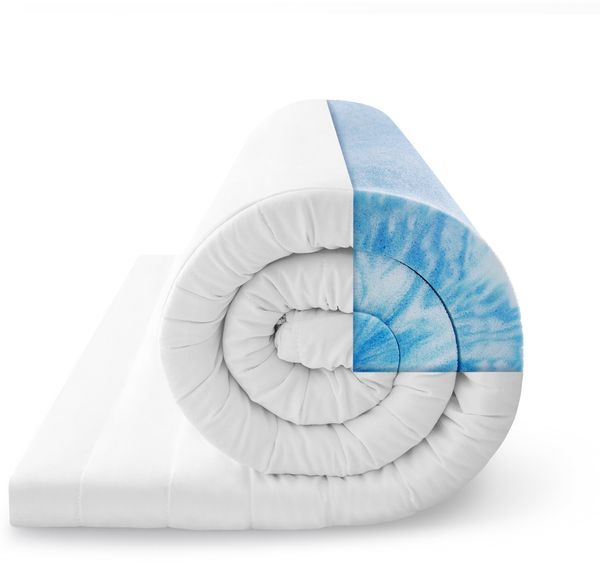 Mister Sandman Gelschaum Topper Matratzenauflage 140×200 cm – Polyester Bezug, Höhe 5 cm, ergonomisch & kühlend, Weiß